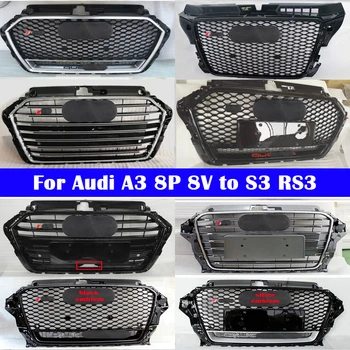 

Car facelift Sport Hex Mesh Middle grille for Audi A3 8P 8V 2009-2019 to S3 RS3 Honeycomb Hood Grill Center Grille vertical bar