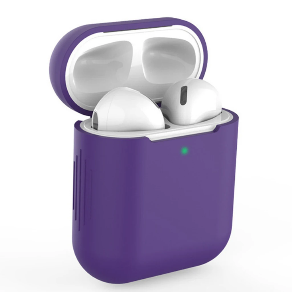 Deep purple Чехол для наушников для Apple AirPods 1 2 силиконовый чехол Беспроводная Bluetooth сумка для наушников Защитный для AirPod Air pods Тонкий чехол - Цвет: Deep purple