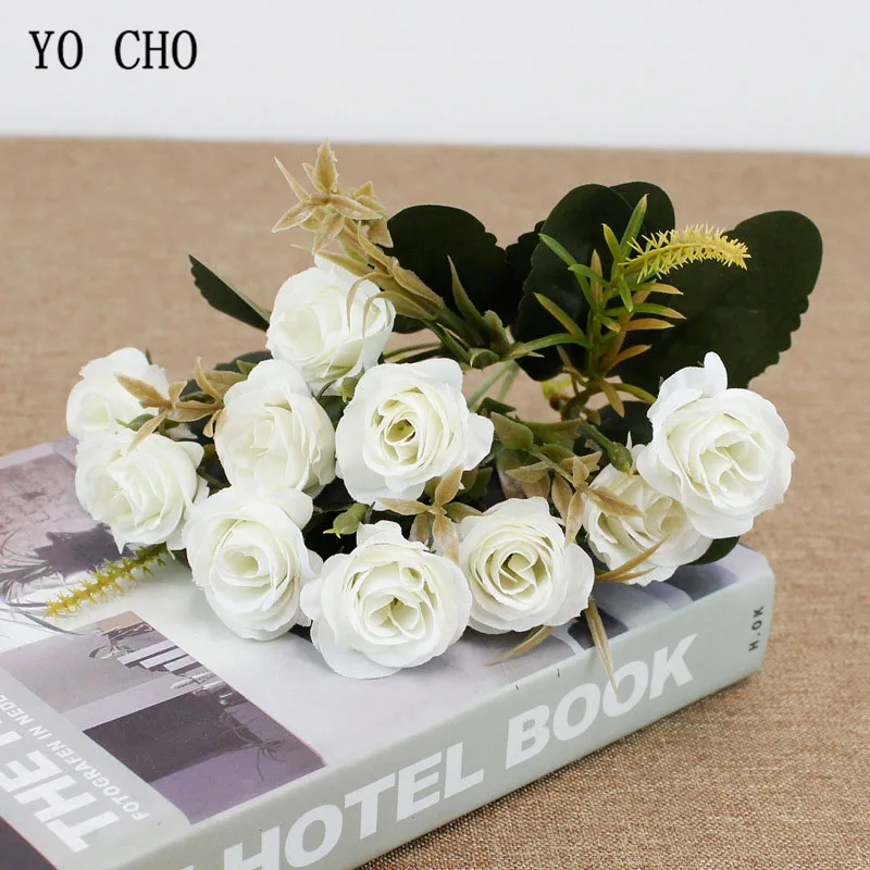 Yo Cho Stile Europeo 10 Teste Delicato Rosa Complementi Arredo Casa Fiori Artificiali Fiori Artificiali Fiori Di Seta Rose Bouquet Per La Cerimonia Nu