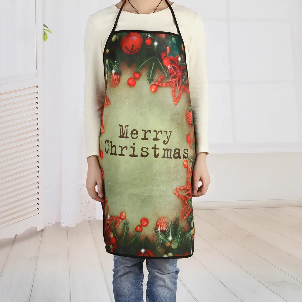 E Рождественское украшение водонепроницаемый фартук Рождественский столовый праздничный фартук фестиваль напечатанные декорации домашний кухонный столовый праздничный фартук s - Цвет: E