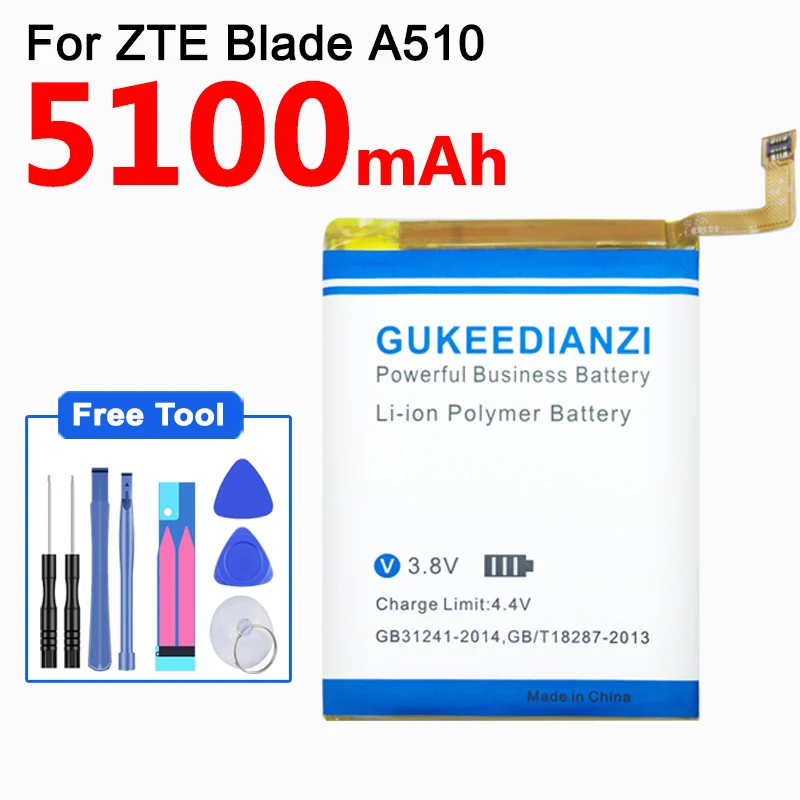 GUKEEDIANZI 5100 мАч батарея мобильного телефона Li3822T43P8h725640 для zte Blade A510 BA510 сменные батареи