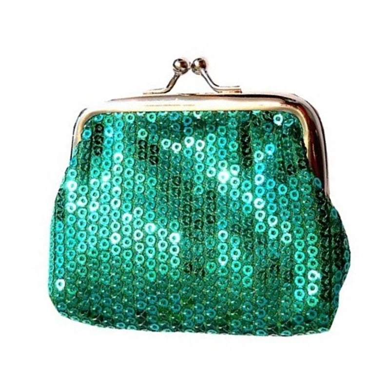 

ABZC-Hot Fashion Lady Clutch Sequined Hasp coins bag Green