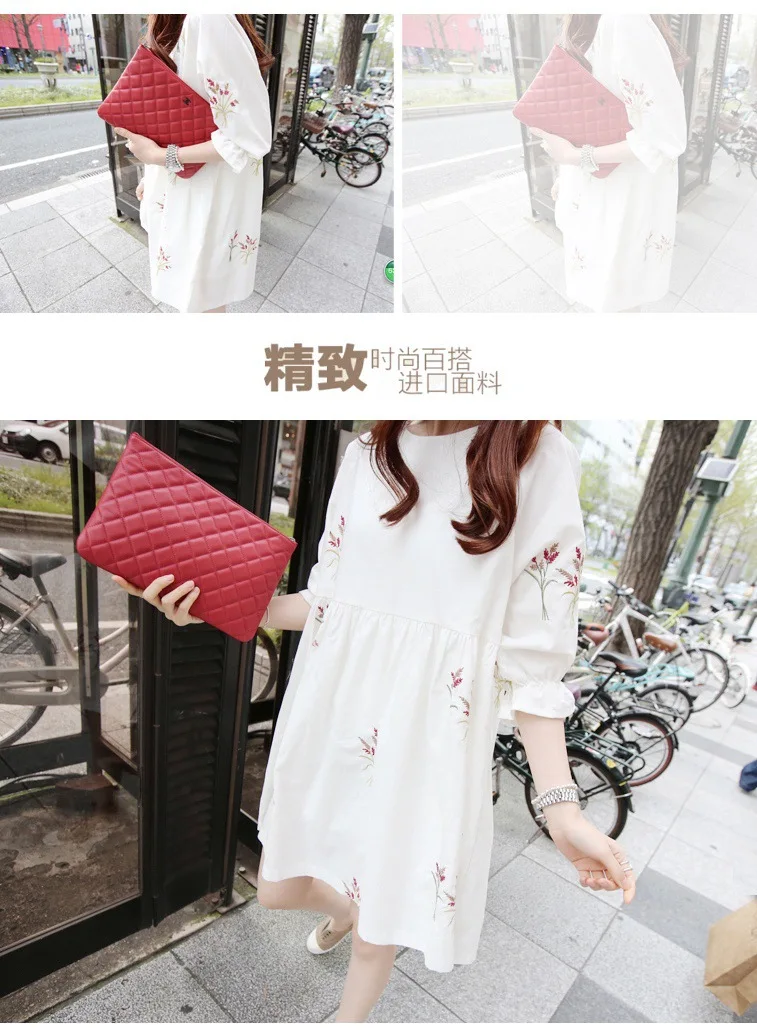Dress Spring and Autumn Out Nursing Clothes Korean Pure Cotton Top Medium Length Loose Pregnant Women's Skirt Autumn