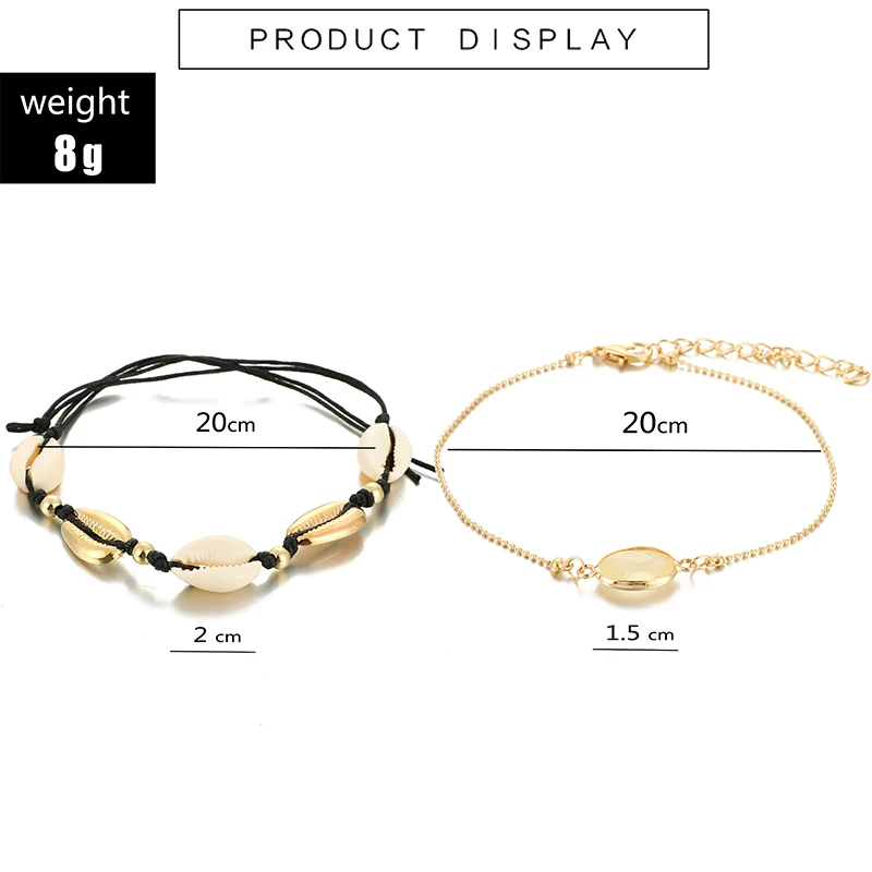 Docona Boho Белый Золотой корпус Кристалл ножной браслет для женщин Девушка шармы в виде раковины Многослойные ножные браслеты ювелирные изделия для ног подарки 8273