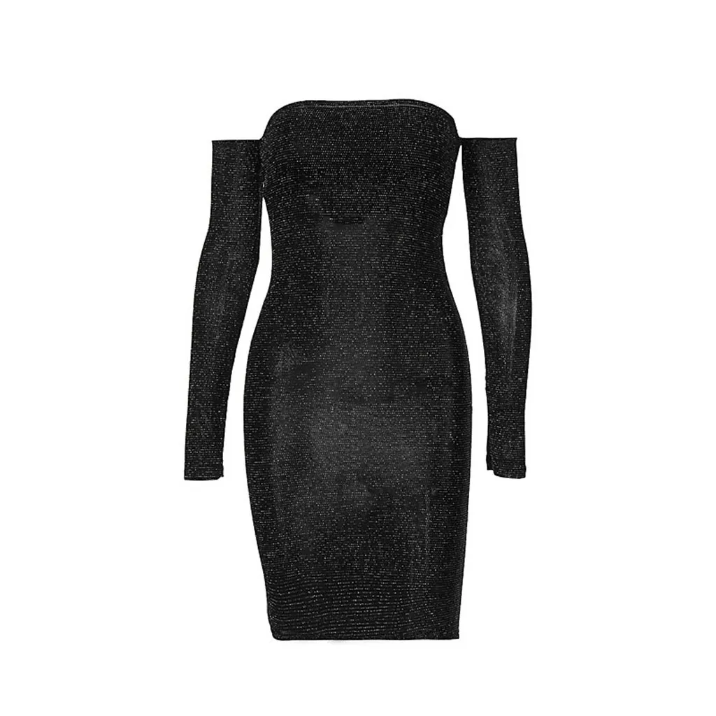 Sukienka vestidos, платья размера плюс, женские вечерние, ночные, сексуальные, с длинным рукавом, без бретелек, одноцветное, яркое, приталенное, зимнее платье, ropa