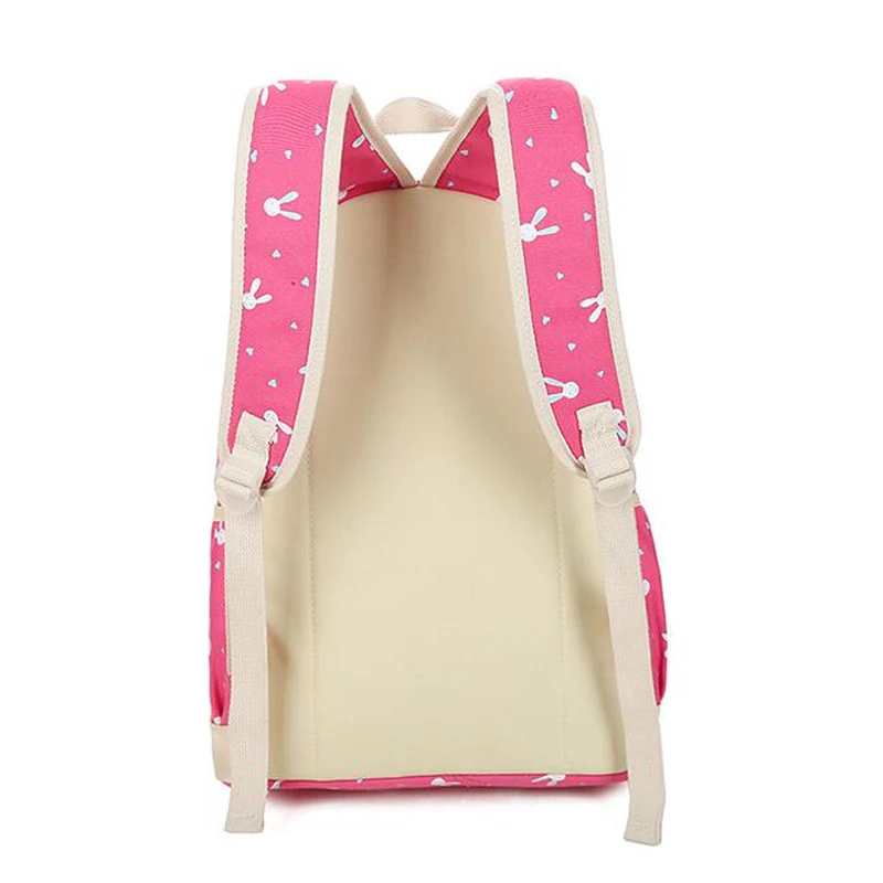 Милый кролик 4 шт./компл. холст Shoolbags для девочек с принтом, женские рюкзаки школьные сумки для девочек подростков Mochila рюкзаки