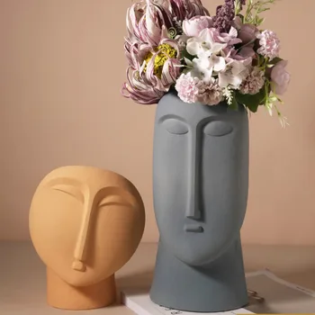 

Nordic creative face ceramic vase adornment simple art porch TV cabinet living room flower arrangement home decoration YHJ031513