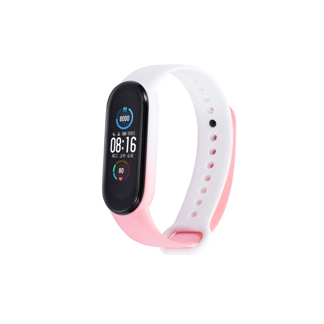 For Xiaomi Mi Band 3 4 5 6 Two-Color Watch Band Wristband Silicone Miband Smart Silicone Bracelet Mi3 M4 M5 Mi6 Glass Film