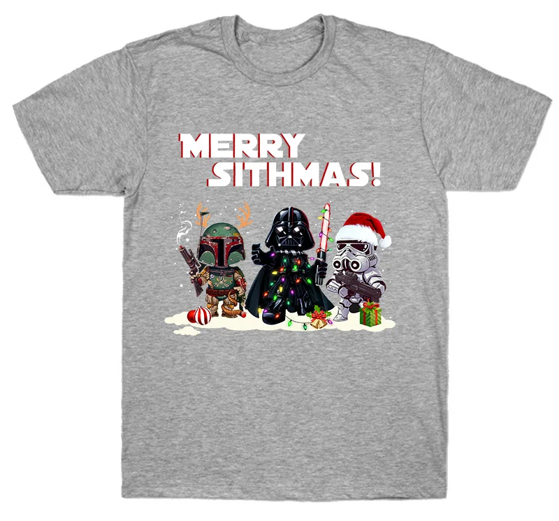 Футболка с надписью «Star Wars Merry Sithmas», Дартом Вейдером, рождественским праздником, хороший подарок - Цвет: men gray