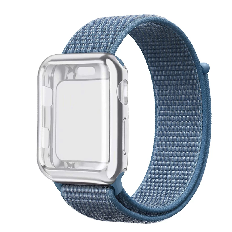 Cape Cod Blue Спортивный ремешок+ чехол для Apple Watch 38 мм 42 мм 40 мм 44 мм iWatch 5 4 3 2 спортивный Браслет Apple watch 4 чехол Защита экрана - Цвет ремешка: Cape Cod Blue