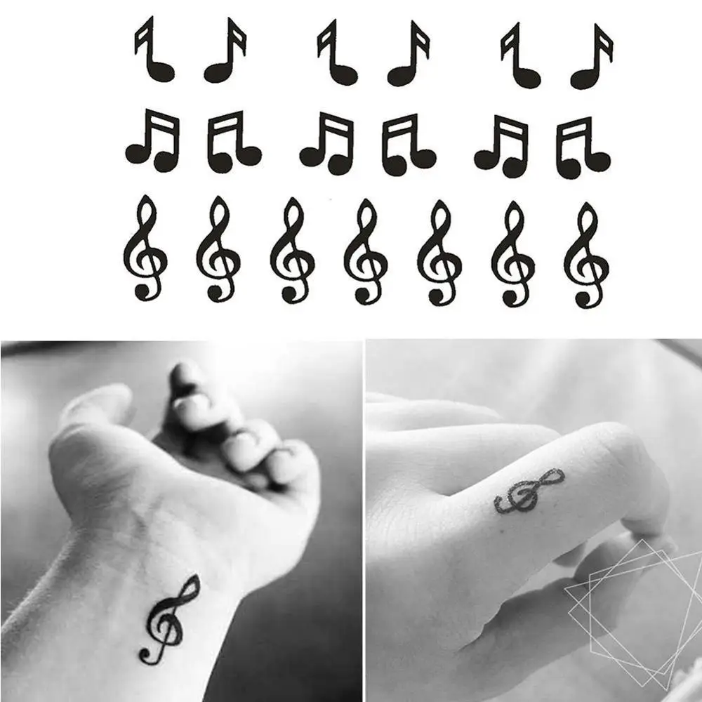 Водонепроницаемый стикер татуировки акварельные музыкальные нотки рука