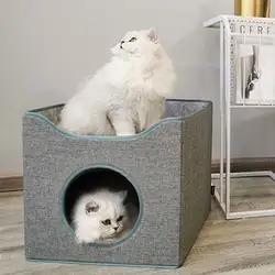 Складной домик для кошек, кубик, двухслойная кошечка для сна, кровать для домашних животных, для собак, против царапин, коврик для кошек