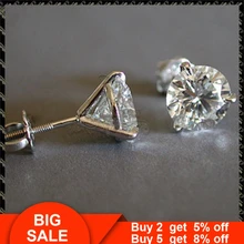 Милые серьги-гвоздики AAAAA cz Настоящее серебро 925 пробы, серьги-гвоздики для женщин, Свадебные вечерние ювелирные изделия