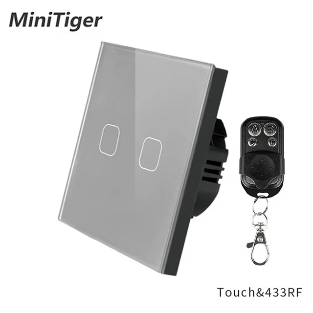 Minitiger серый ЕС стандартный настенный светильник с дистанционным управлением сенсорный выключатель 1 комплект 1 способ беспроводной пульт дистанционного управления Сенсорный светильник переключатель