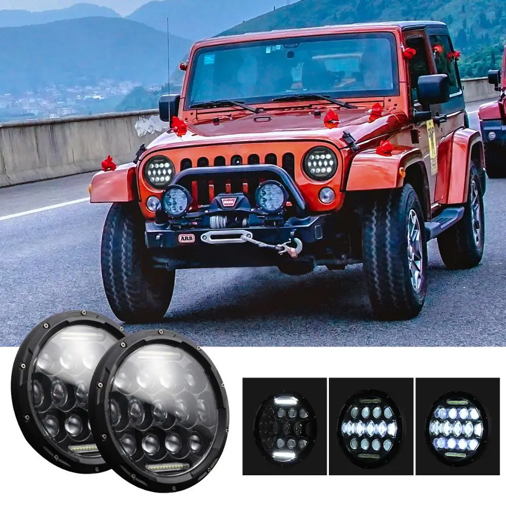 1 пара 280 Вт 27 бусин светодиодный фонарь для фар Hi/Lo DRL Jeep Wrangler JK TJ LJ 97-17