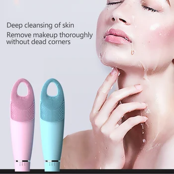 

Portable Silicone Electric Facial Cleansing Brush Waterproof Ultrasonic Vibration Face Washing Brush oil-control shrinking