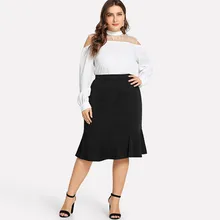 Модные Женские однотонные повседневные плиссированные юбки до середины голени больших размеров с асимметричным гофрированным хвостом черного цвета faldas mujer moda A60