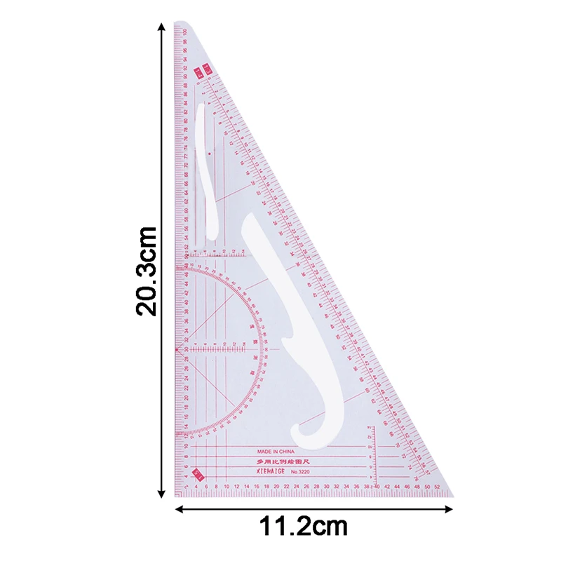 Triangle ruler drawing ruler New multi-function triangular scale ruler measure plastic dressmaking tailor sewing