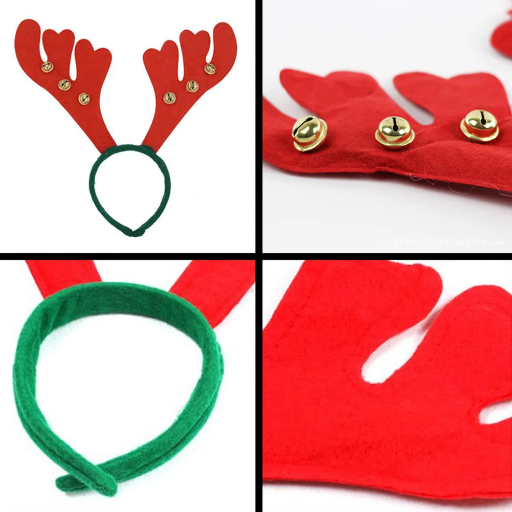 Popular Christmas Party Deer Antlers Headdress Hair Bands With Bells Festival Party Supplies Beautiful Decoration For Girl Women