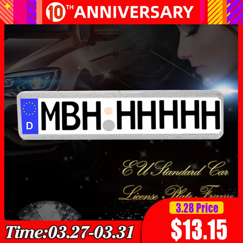 license plate holder Car License Plate Frame Car Crystal Rhinestone Number Plate Holder Silver Diamond Bling Glitter Standards License Plates