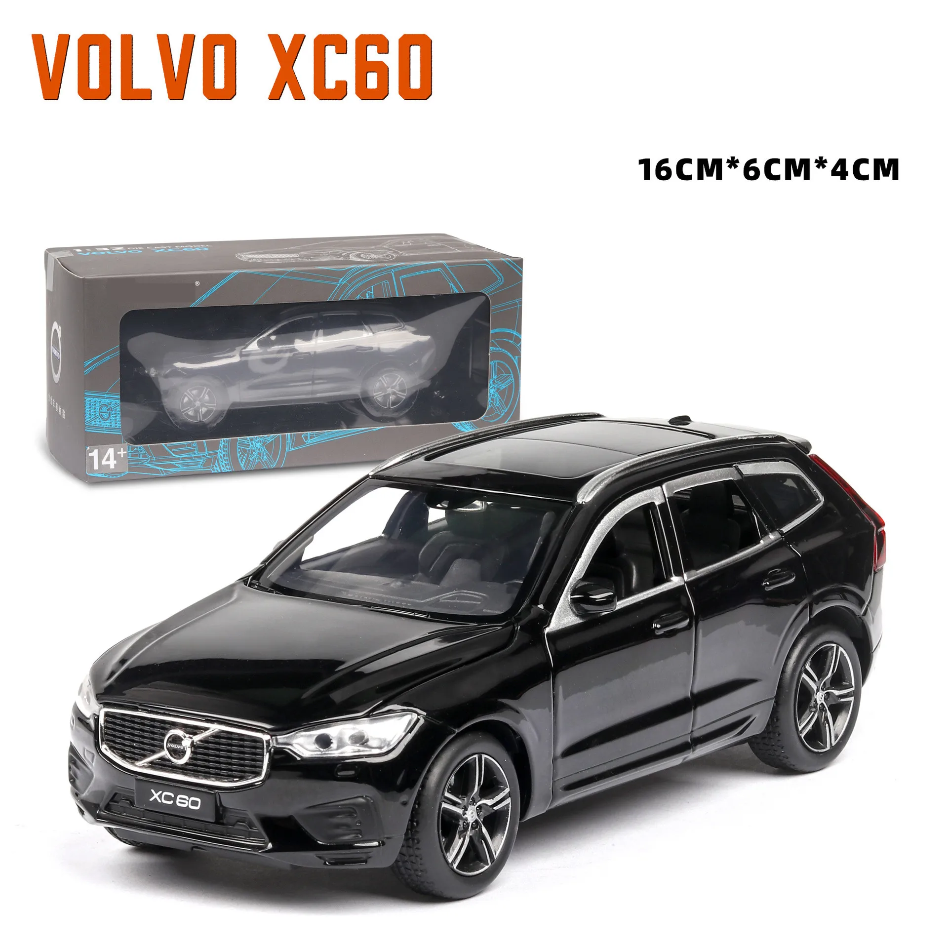 1:32 Новинка Volvo XC60 амортизация литья под давлением модель автомобиля игрушка джип для детей Подарки для мальчиков девочек - Цвет: black  with box