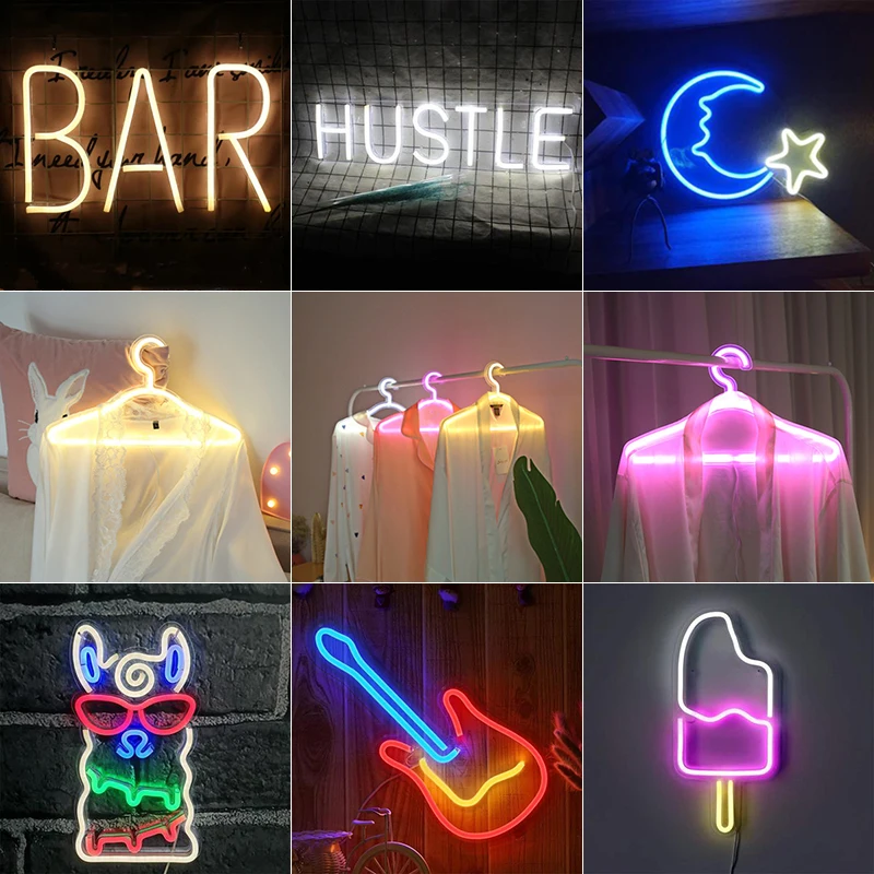 Led Colorful Neon Sign Light Popsicle Guitar Signs Hustle Bar Night Lamp Home Wall Party Wedding Decor Kids Room | Освещение