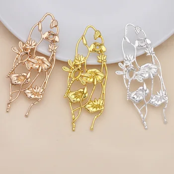

40pcs Zinc Alloy Metal Casted Dragonfly Lotus Leaf Branch Charms Open Back Cameo Base Findings DIY Hair Head Jewelry Accessories