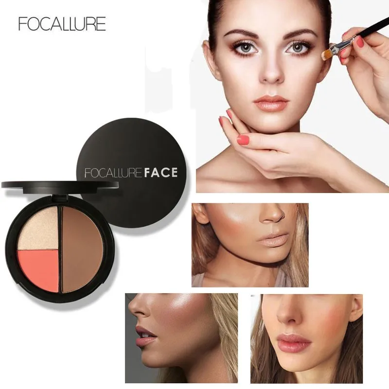 

FOCALLURE Highlighter & Bronzer palette Face contour shimmer highlighter blusher palette professional natural blush palette