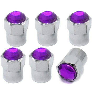 

Chrome-Plated Tire Valve Stem Cap Crystal Rhinestone Cap Valve Cap Auto and Motorcycle Accessories,Purple