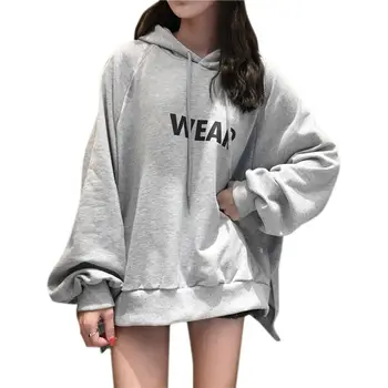 

Autumn Pullover Hoodies Women Letters Printed Hooded Harajuku Sweatshirt Thick Loose oversized hoodie Female Casual Coat