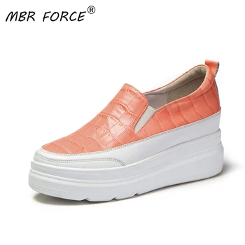 

MBR FORCE Women Fashion Rainbow colors Platform shoes slip-on Height Increased woman Girls All-match Wedges Tenis Feminino white
