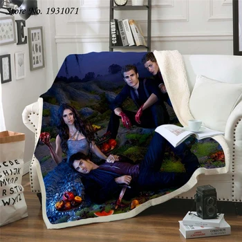 

NEW Vampire Diaries 3D Printed Fleece Blanket for Beds Thick Quilt Fashion Bedspread Sherpa Throw Blanket Adults Kids 07
