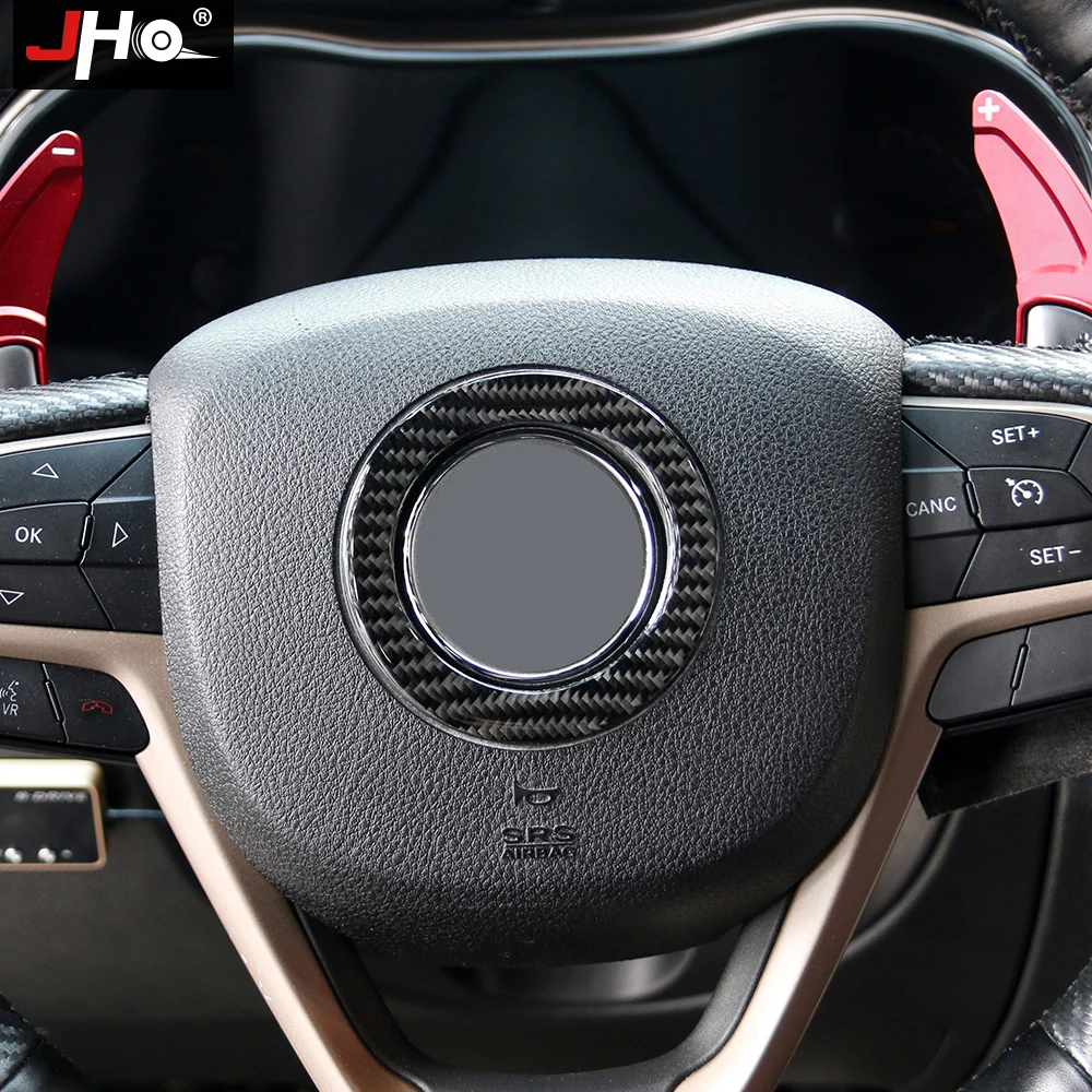 

JHO Carbon Car Inner Steering Wheel Ring Overlay Cover Trim For 2014-2019 Jeep Grand Cherokee 2017 2016 2015 Limited WK2 2018