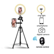 Tripé de câmera do telefone extensível com controle remoto selfie anel luz com tripode para vídeo ao vivo com suporte do telefone