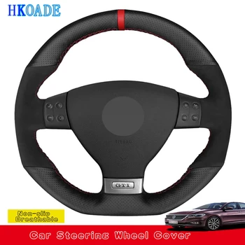 

HKOADE DIY Black Soft Genuine Leather Car Steering Wheel Covers For Volkswagen Golf 5 Mk5 GTI VW Golf 5 R32 Passat R GT 2005
