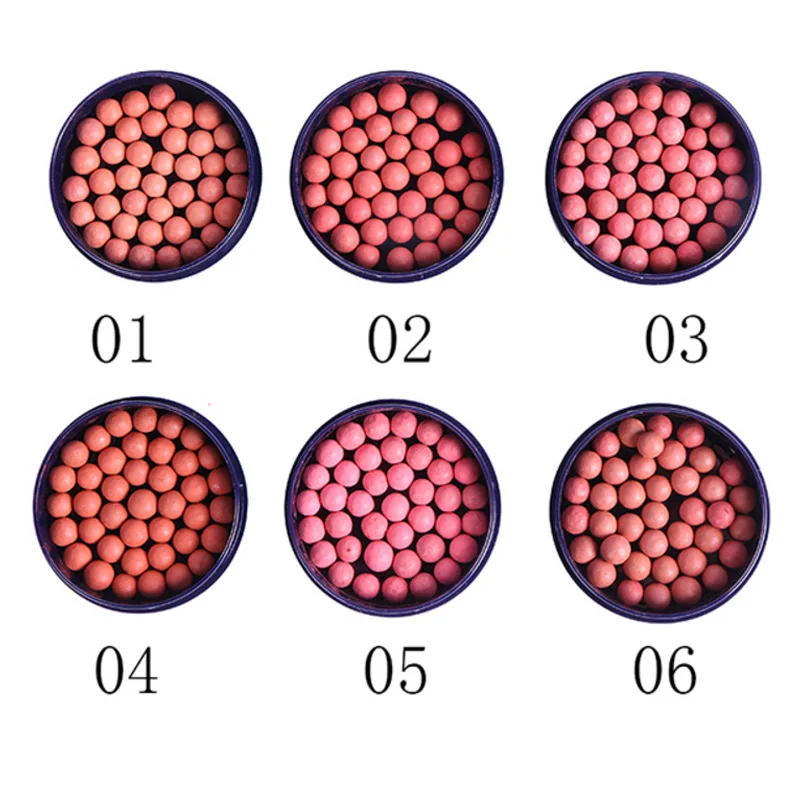 Ball Blusher With Brush Natural Face Makeup Comestic Long Lasting Blush Pearls CJ666