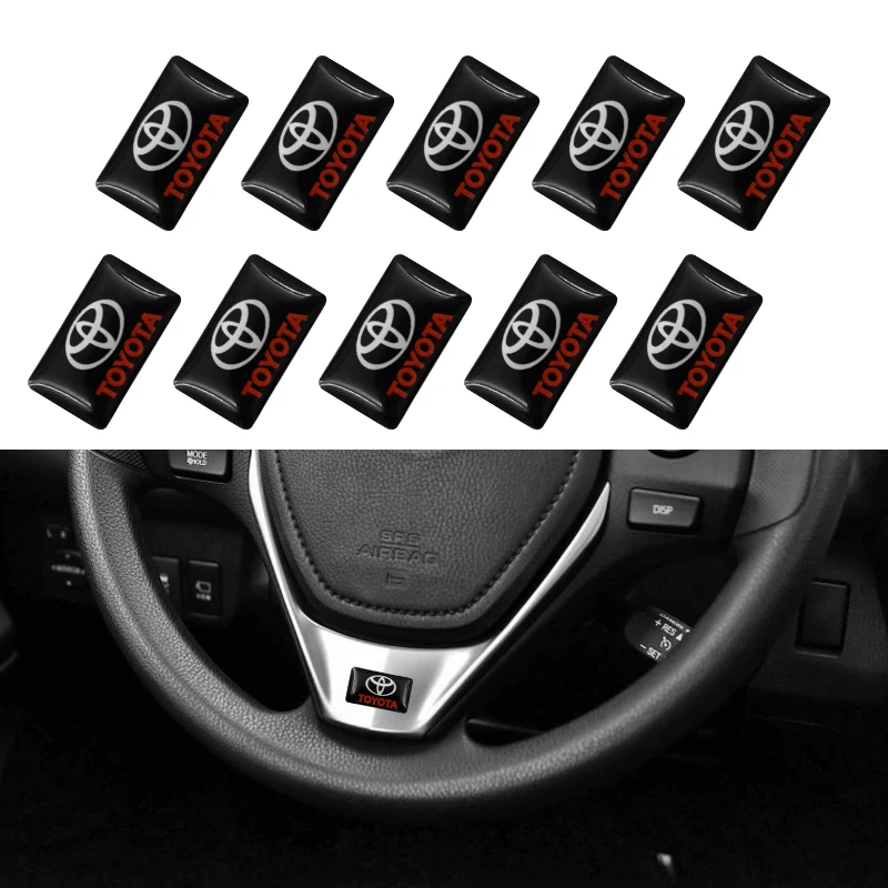 

10pcs Car Styling 3D Small Emblem Badge Sticker Steering Wheel Decal for Toyotas CROWN REIZ TRD Racing LOGO Tire Accessories