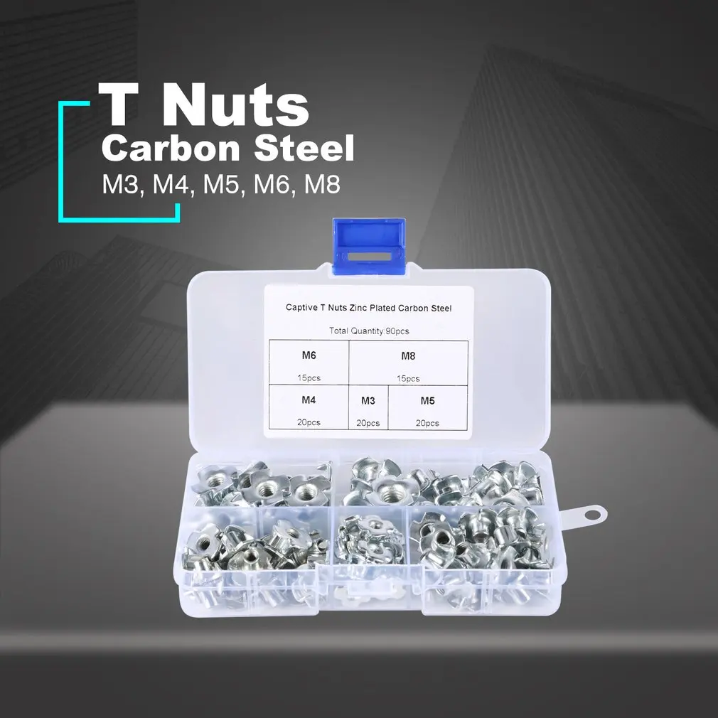 90PCS M3 M4 M5 M6 M8 Four Pronged T Nut Thread For Wood Insert Four Pronged Furniture Nuts Assortment Bolt Fastener Hardware 90PCS M3 M4 M5 M6 M8 Four Pronged T Nut Thread For Wood Insert Four Pronged Furniture Nuts Assortment Bolt Fastener Hardware