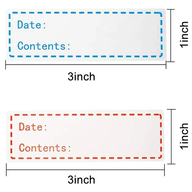 

2 Rolls Containing 1000 Food Date Roll Stickers Glass Jars Freeze Self-Adhesive Label Paper Red and Blue