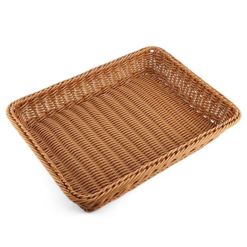 

Bread Basket,Rectangle Imitation Rattan Bread Basket,Food Serving Baskets,Restaurant Serving/Diplay Baskets For Fruit Food Veget