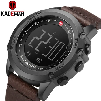 

Top brand Sports Men's Watch Steps Counter Leather Top Luxury Brand LED Mens Military Wristwatches Relogio Digital Waterproof
