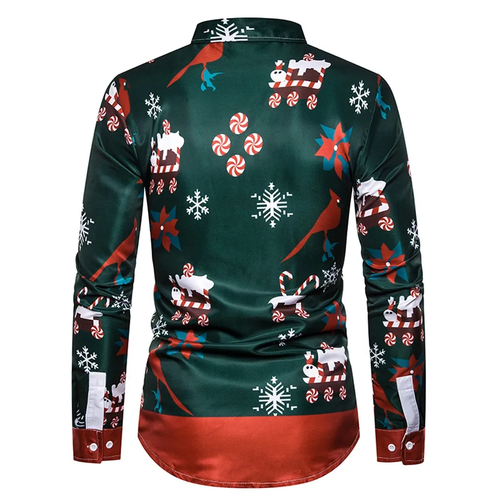 Men Shirt Christmas Gift Printed Christmas Top Blouse plus size hawaiian shirt camisa masculina streetwear Party chemise homme