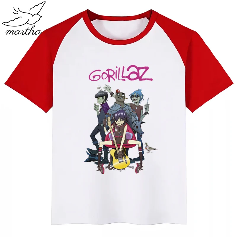 RedH BoysGirls Gorillaz/футболка с принтом героев мультфильмов; детская забавная одежда; детская летняя футболка с короткими рукавами для малышей - Цвет: RedH