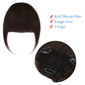 SEGO Straight 3 Clip-in Human Blunt Bangs Sweeping Side Bangs Front Hair Fringes Non-Remy 100% Human Hair  Black Brown Blond 2
