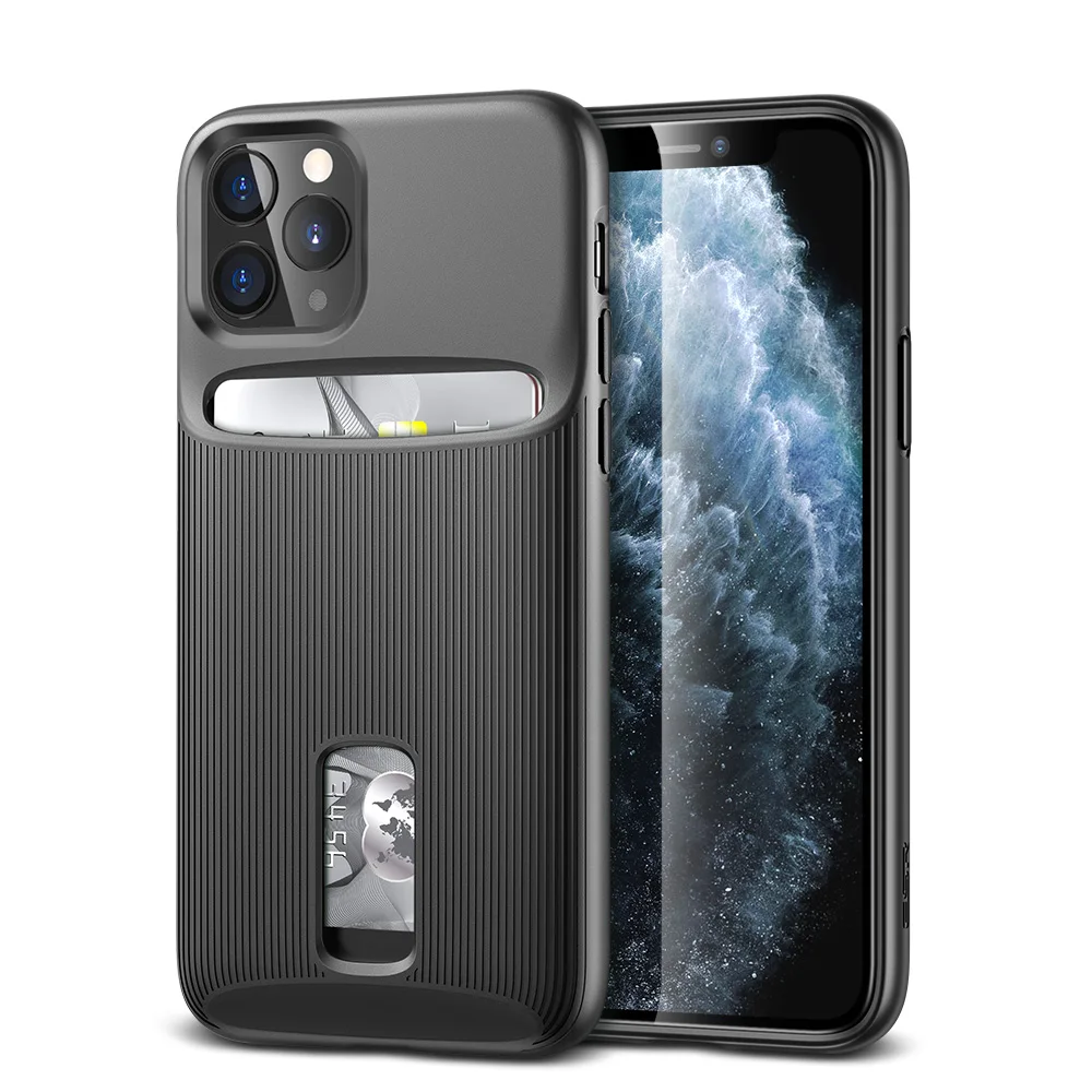 Black Чехол ESR для iPhone 11 Pro Max, чехол-кошелек для карт, брендовый зеленый чехол из ТПУ в деловом стиле, защитный чехол для iPhone 11pro - Цвет: Black