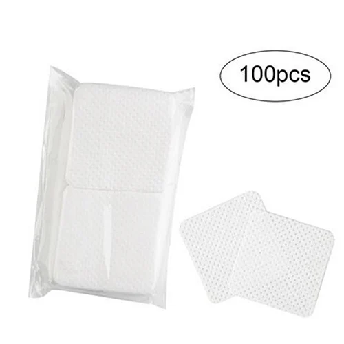 100pcs 200 шт/партия без ворса для удаления лака для ногтей хлопковые салфетки для удаления гель-лака для ногтей нетоксичный бумажный коврик чистящие салфетки - Цвет: 100pcs