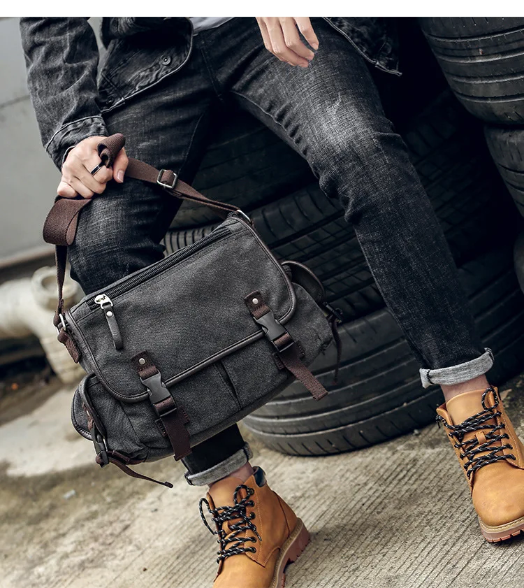

New Canvas Single Shoulder Bag Leisure Single Shoulder Slant Bag Men's Fashion Trendy Bag Leisure Korean IPAD Leisure Bag
