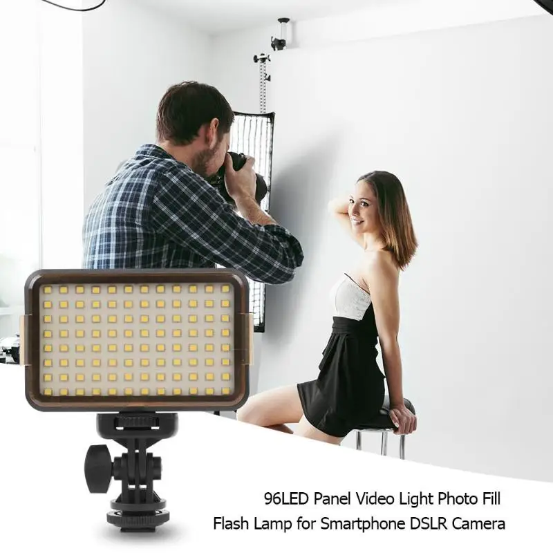 96LED панельный студийный светильник для видеостудии, фотографии, SLR камеры, смартфона, заполняющая лампа-вспышка, может устанавливаться на лампе с винтом 1/4 дюйма