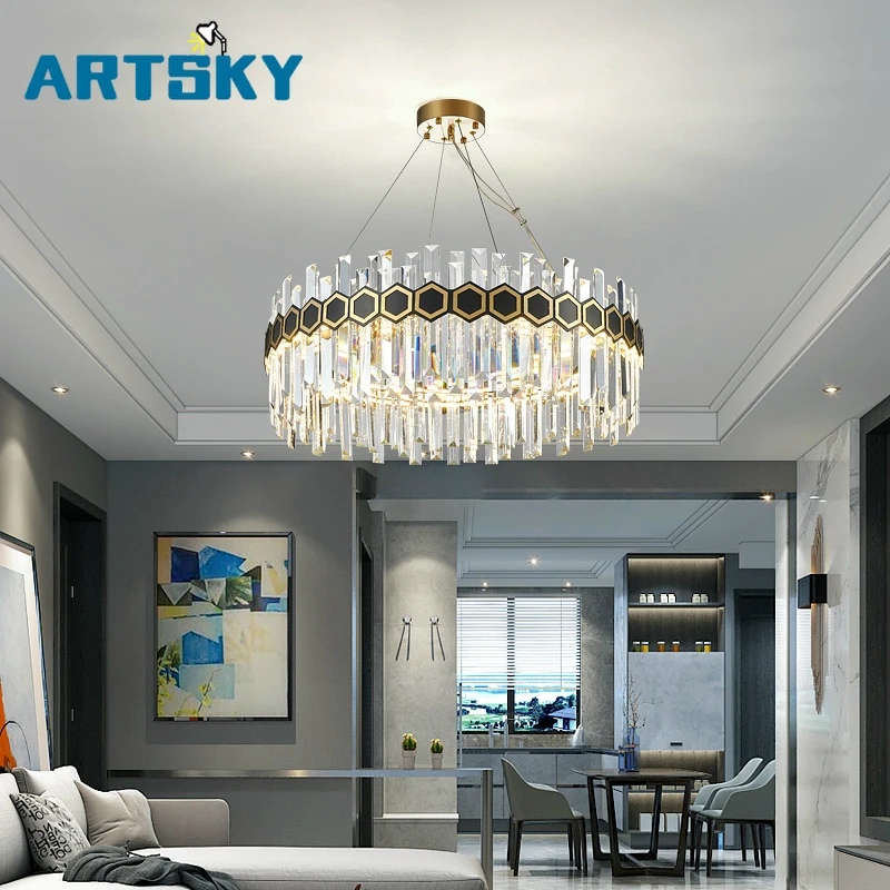 Modern Round Crystal Chandelier Lighting For Dining Room Bedroom LED Kitchen Light Luxury living room Chandeliers Fixtures
