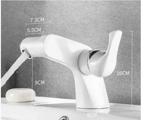 white Vidric Новое поступление кран для раковины для ванной комнаты матовый черный отделка твердая латунь 360 Вращение смеситель для раковины кран для горячей и холодной раковины Туалет - Цвет: white